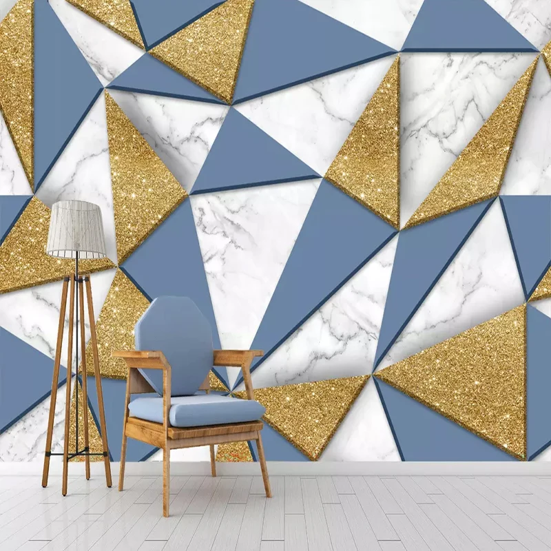 Современные 3D Простые геометрические треугольные мраморные мозаичные обои