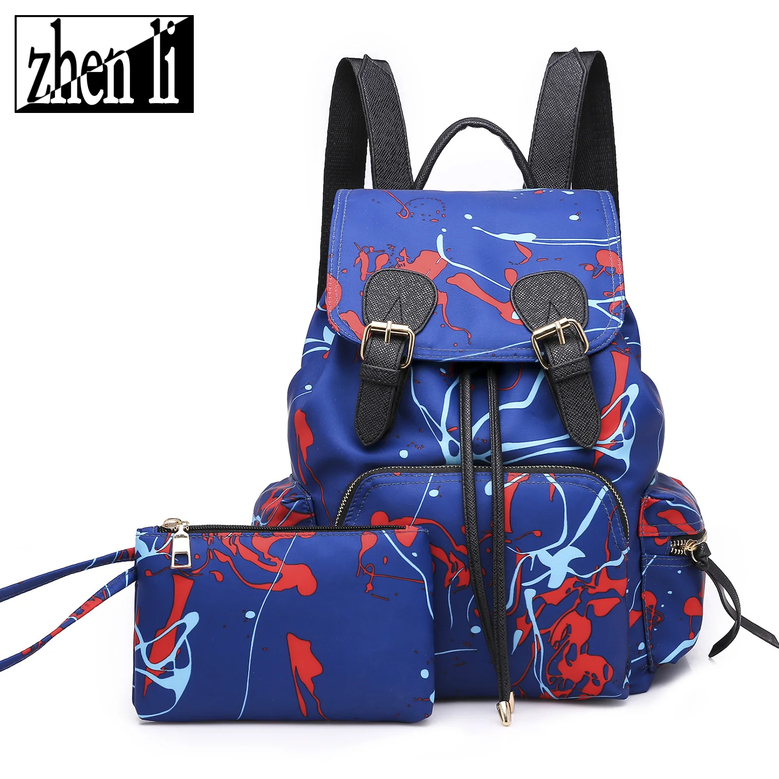Новый женский нейлоновый парусник граффити кампуса пара рюкзак Европа и США