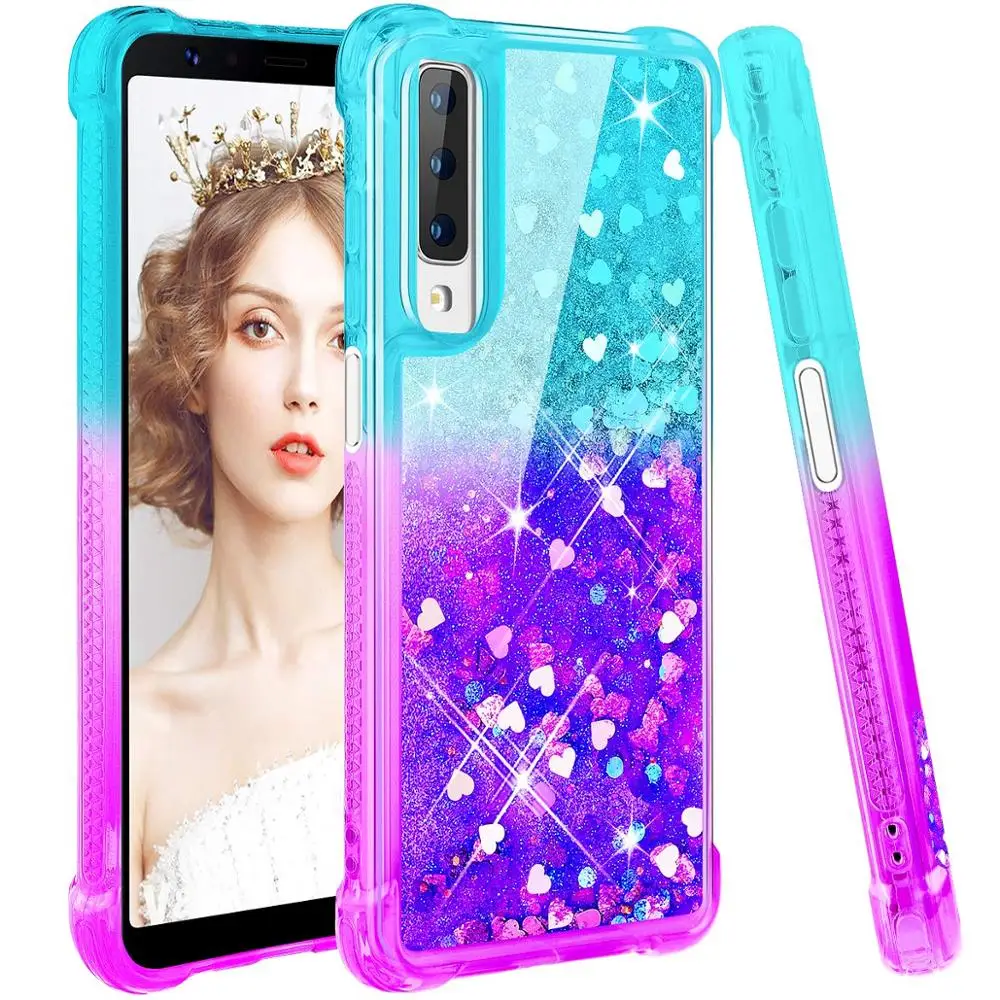 Чехол для Samsung Galaxy A7 A9 2018 чехол градиент зыбучий песок Блестящий Мягкий