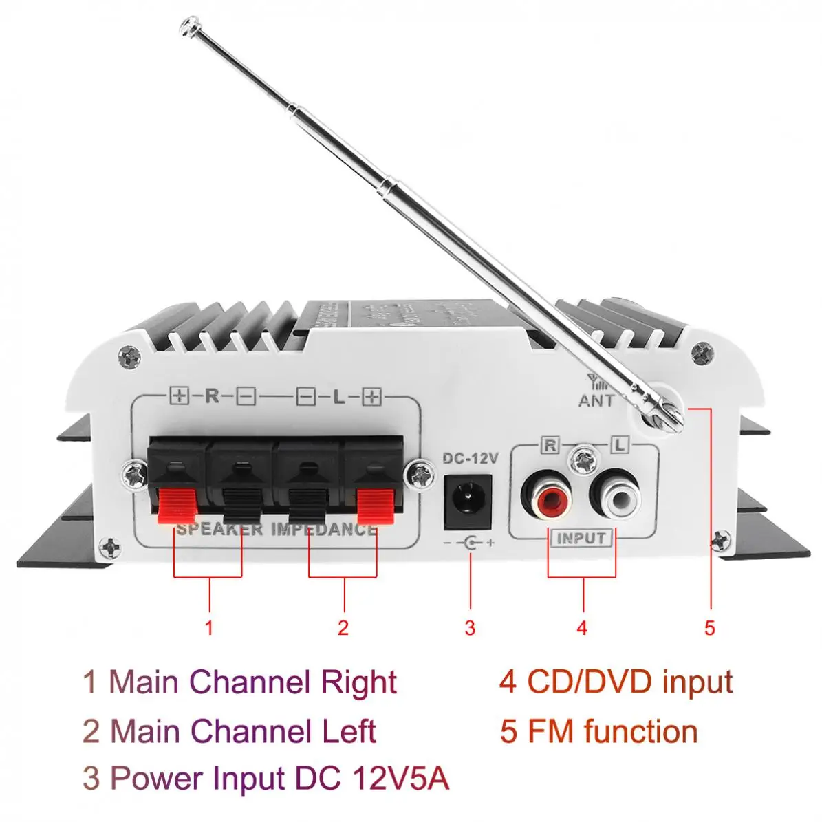 V11 2 канальный Bluetooth автомобильный аудио усилитель мощности DC12V5A авто FM радио