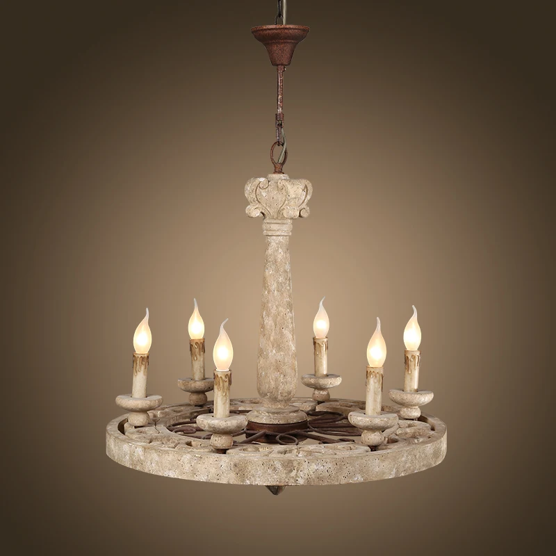 American country wood bedroom chandelier French retro candle wrought iron living room lamp restaurant designer | Освещение