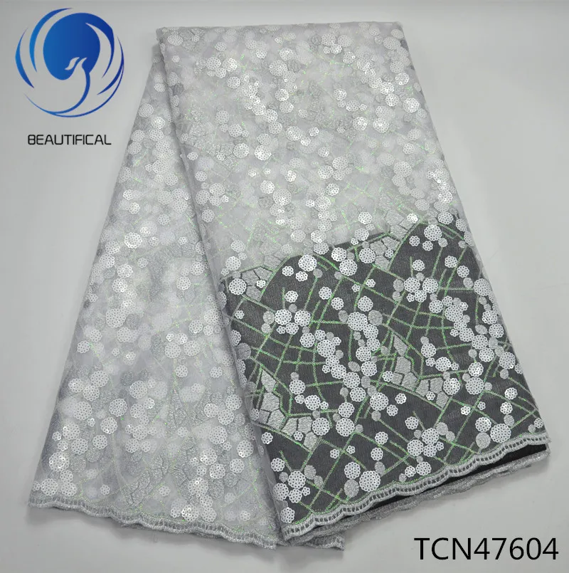 Beautifical блесток кружевной ткани французский шнурок в африканском стиле белый с