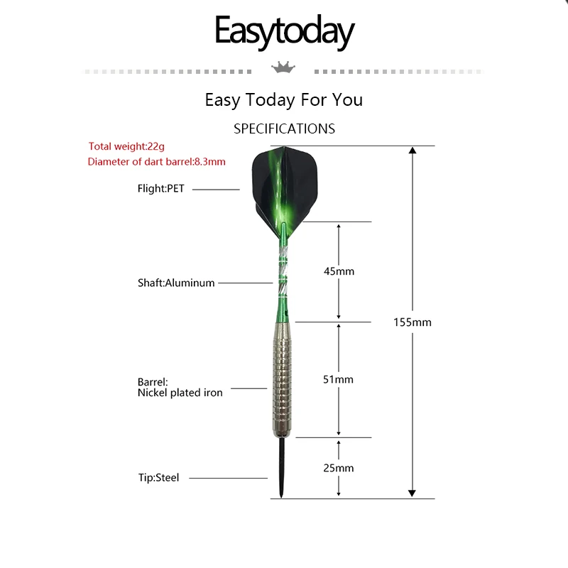 Easytoday 3 шт./компл. набор профессиональных Дротика s стальных наконечников
