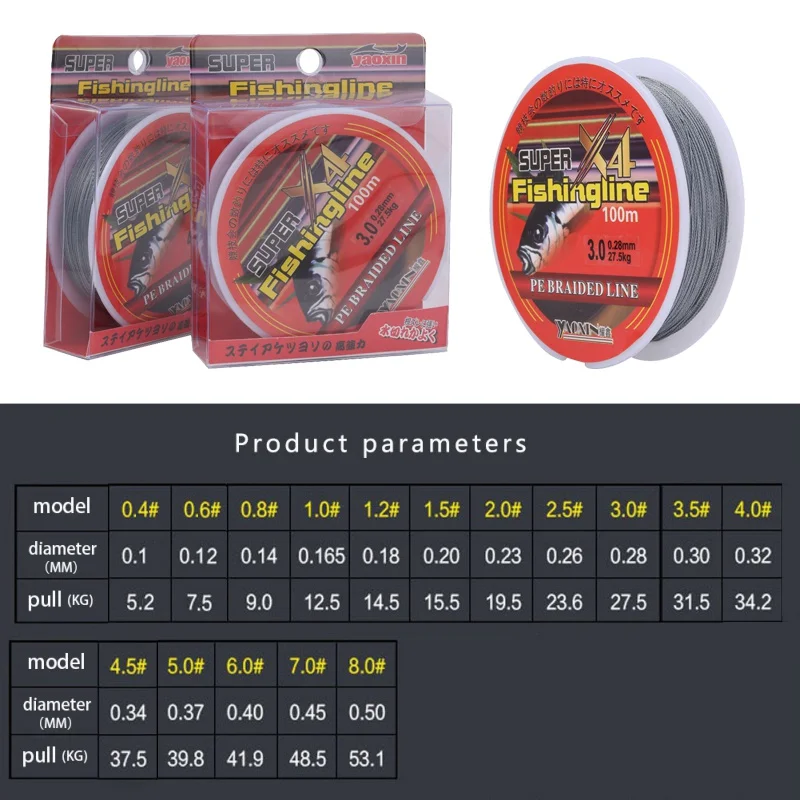 Рыболовная леска 4 нити 0 10 ~ 50 мм прочная плетеная полиэтиленовая для морской