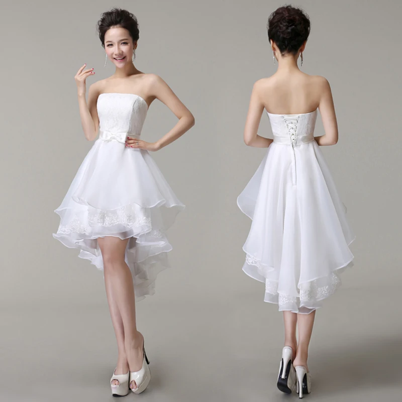 Милое Свадебное платье с глубоким вырезом роскошное Кружевное белое коротким