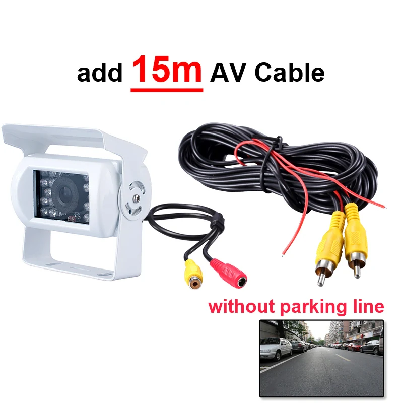 add 15m AV Cable GreenYi белая камера заднего вида для грузовика сверхмощный 18 светодиодный ИК ночного видения Водонепроницаемая камера заднего вида для прицепа/пикапов/RV - Название цвета: add 15m AV Cable