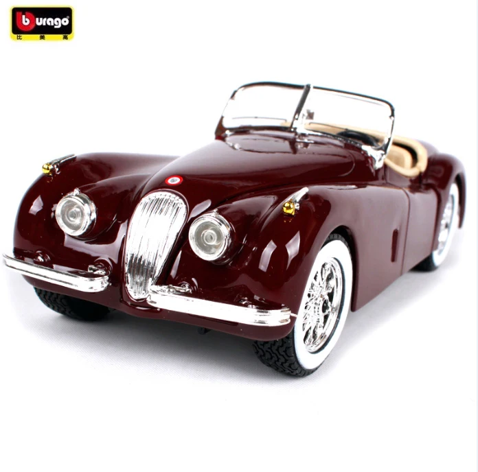 Bburago 1:24 Jaguar XK120 Roadster Красное вино автомобиль литый под давлением классический
