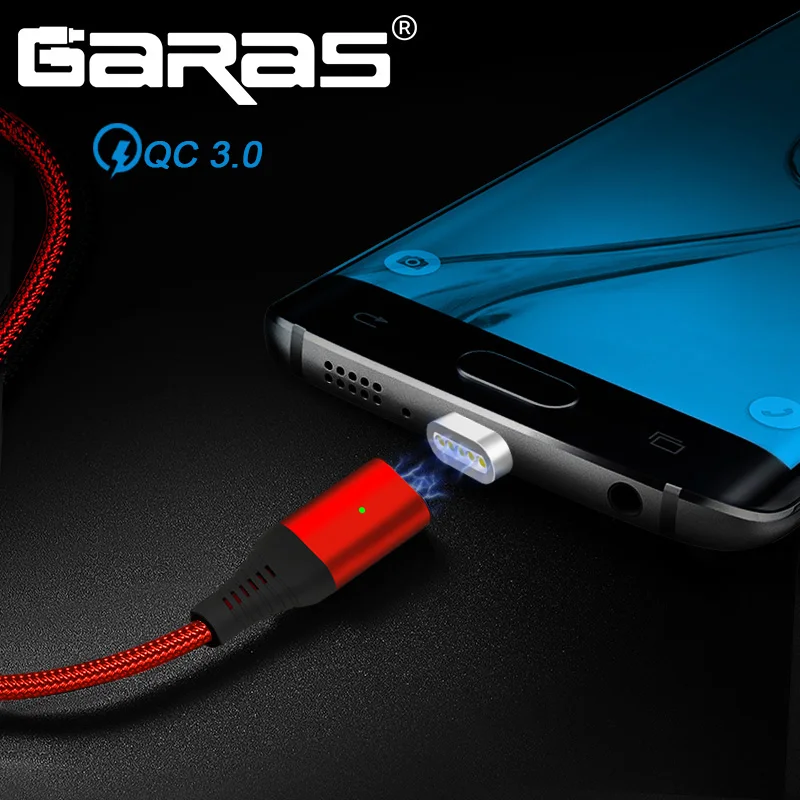 

GARAS QC3.0 Magnetic Cable Type C Port Quick Charging/Data Cable USB Mobile Phone Cables Magnetic Plug