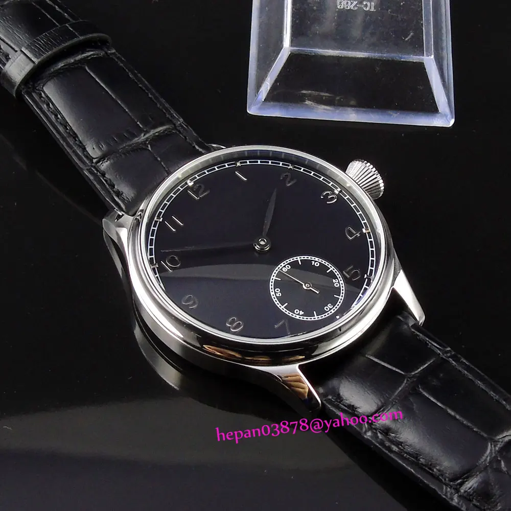 44 мм Corgeut часы черный стерильный циферблат с серебряным циферблатом Корпус из