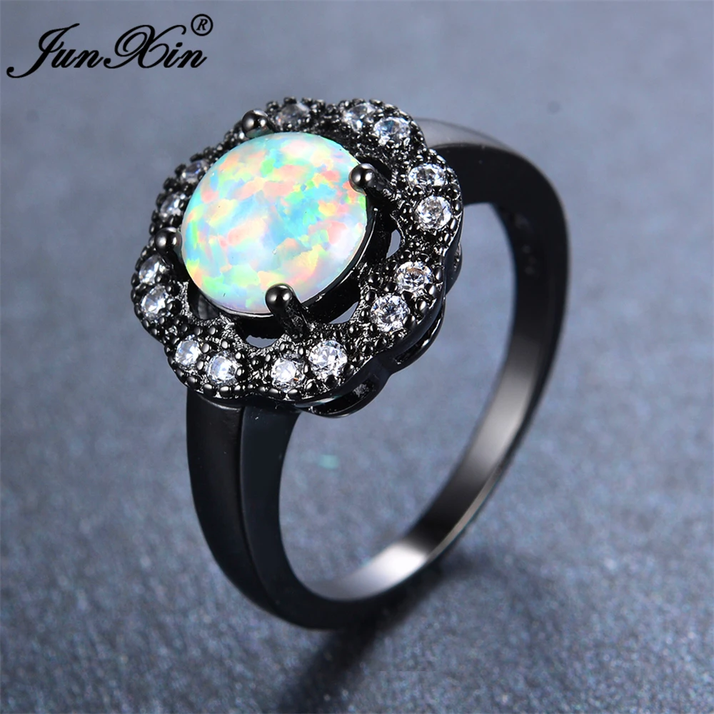 Женское Обручальное Кольцо JUNXIN белое кольцо с огненным опалом кристаллом AAA