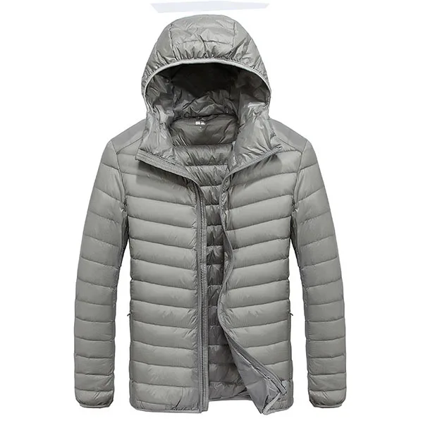 Gray Down Jacket Осень г. для мужчин Сверхлегкий 90% белая утка подпушка куртка мужской ветрозащитный непромокаемые парки Пальто для будущих мам Ultra Light Стенд воротник - Цвет: Gray Down Jacket