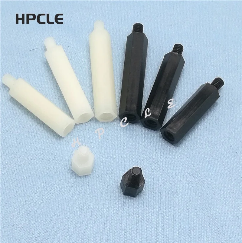 20 шт. 50 шт. M2/M2.5/M3/M4* L+ 6 мм резьба черный Расстояние Винт пластик для PCB Материнская плата фиксированная нейлоновая стойка-распорка