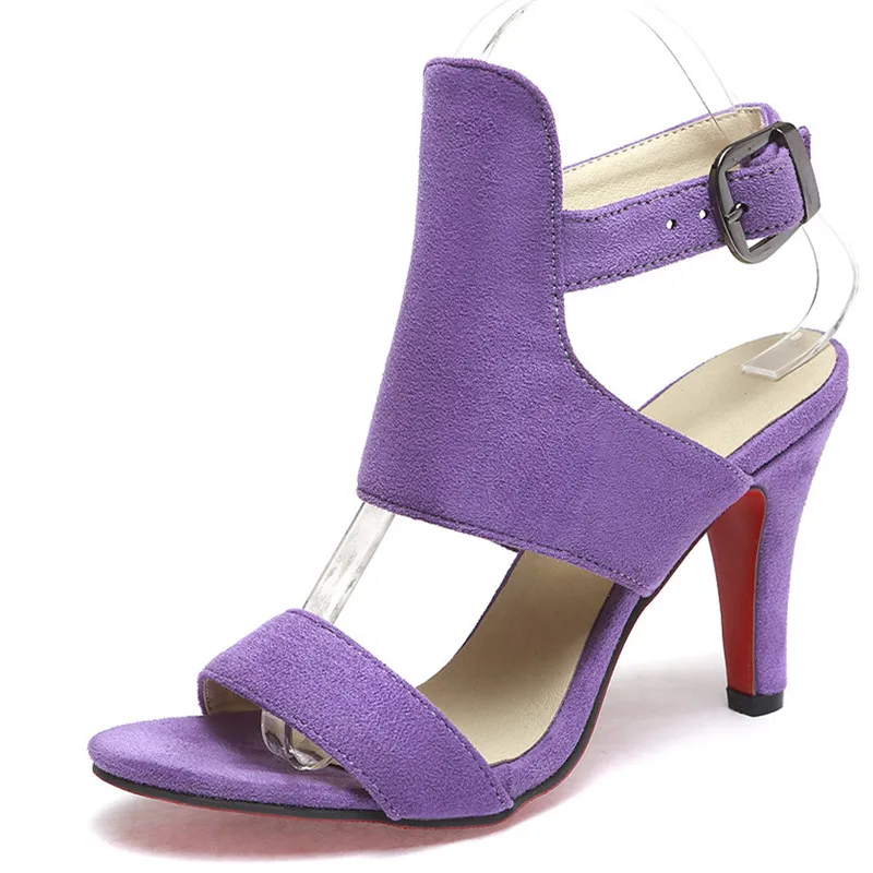 Женские босоножки из нубука ENMAYLA модные сандалии с открытым носком на высоком