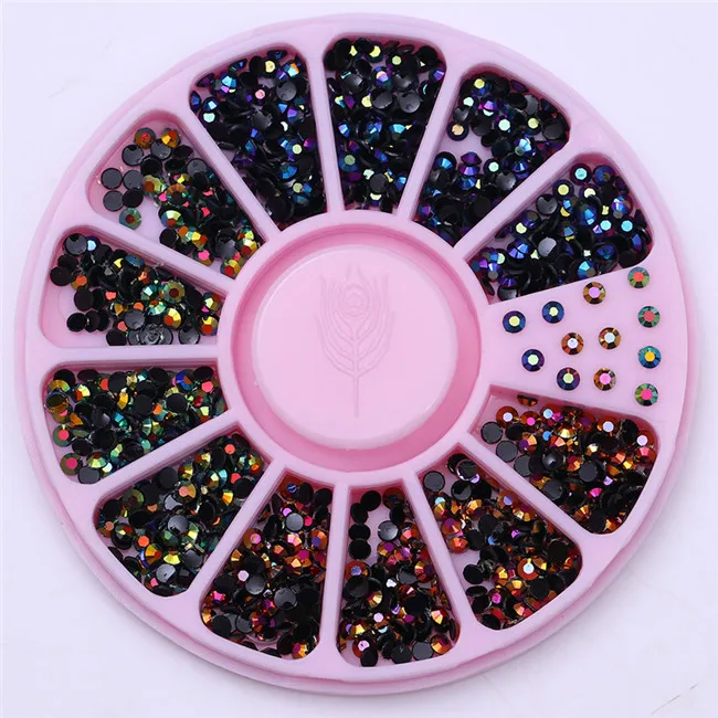 AB Pink Box DIY ногтей колесо Типсы Кристалл Сверкающие Стразы 3D дизайн ногтей украшение белый AB Цвет акриловое сверло - Цвет: AB Pink Box