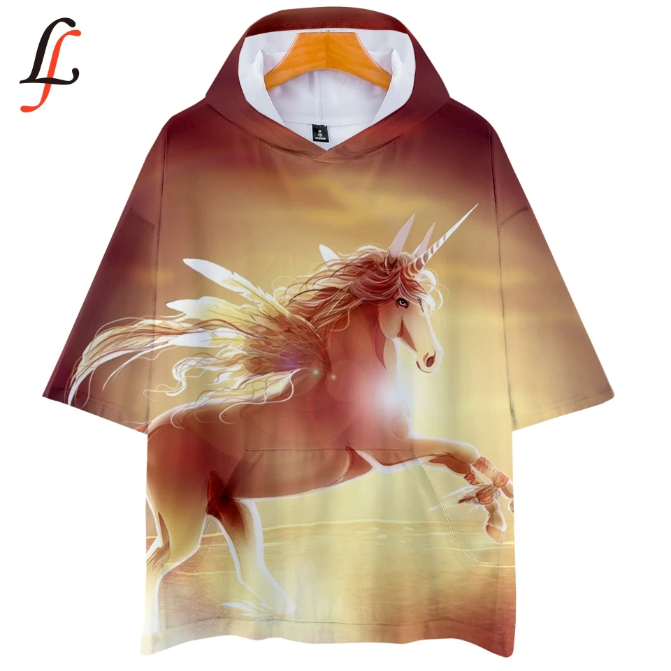 Unicorn 3D Harajuku Hoodies T-shirt Menber Cool Shirt Kpop Summer/Autumn Hip Hop College Style Cloth Plus Size XXS-4XL | Женская одежда