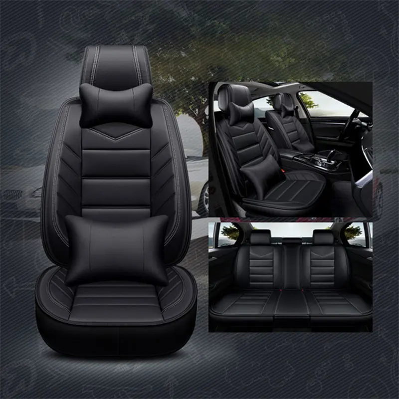 Чехол для автокресла из искусственной кожи для Toyota C-HR chr RAV4 rav 4 corolla verso 150 fortuner land cruiser 100 120 200 - Название цвета: black-hh