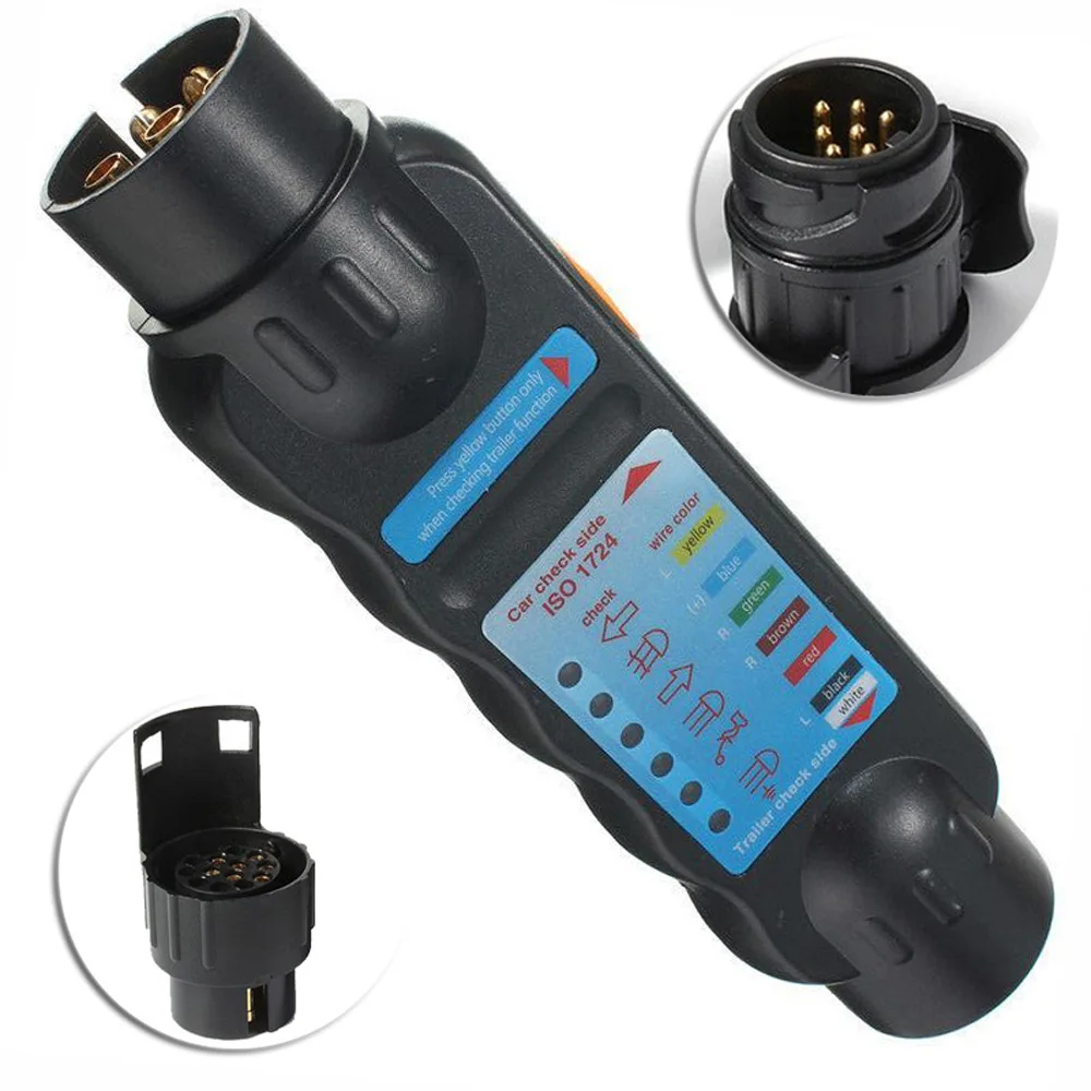 Vehicle Wiring Circuit Tester Cable ABS+Copper 6 LED Black Indicator 12V 7 Pin Trailer Towing Lights Practical | Автомобили и
