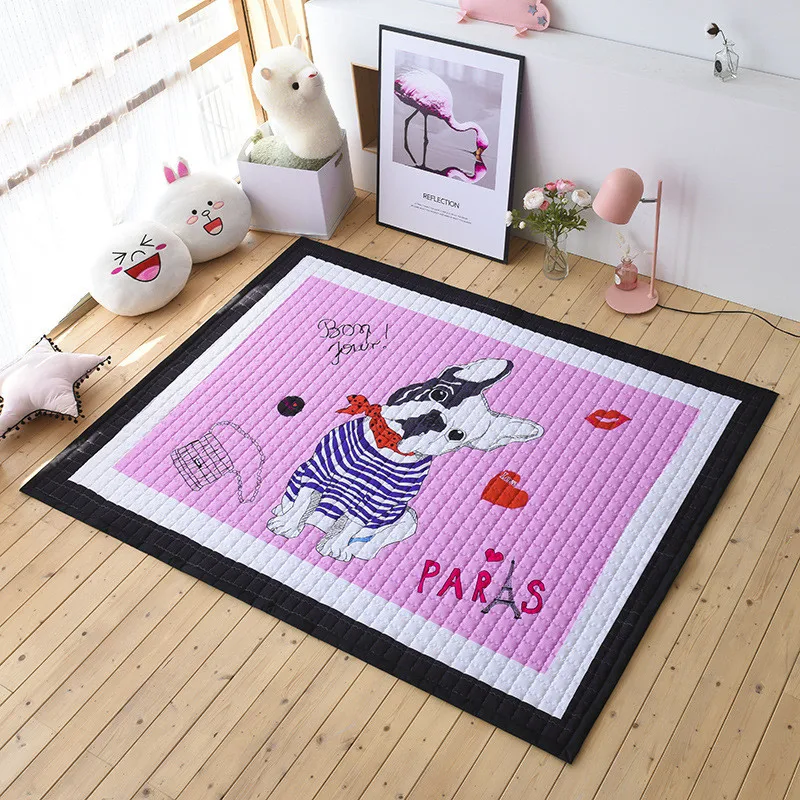 Мультяшный игровой коврик 150*200 см, большой ковер, противоскользящий ковер для детской комнаты, прямоугольный коврик из хлопка, напольный коврик с пандой, напольный коврик с кроликом