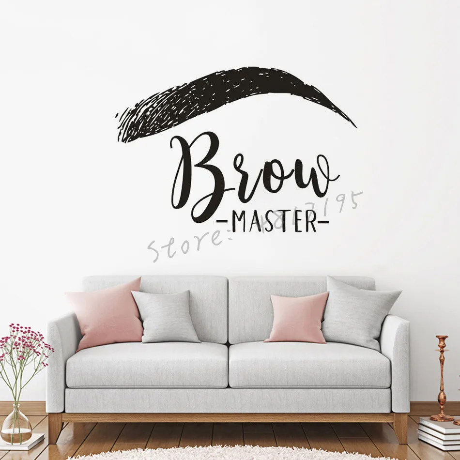 Brow Mater, вывеска, окно, наклейка на стену, брови, микроблейдинг, магазин, Декор, брови и ресницы, Виниловая наклейка на стену, студия красоты, плакат AZ673