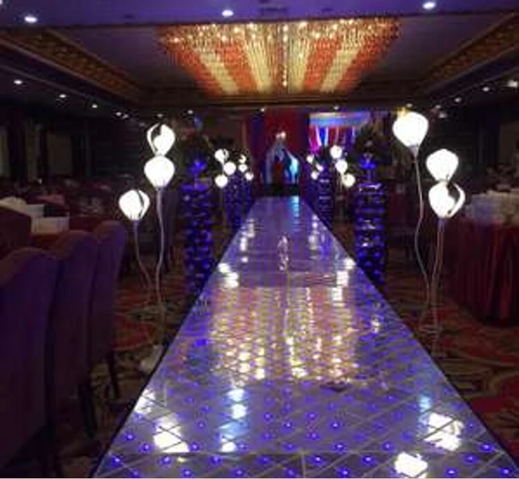 

Luxury Shiny Crystal LED Wedding Mirror Carpet Aisle Runner T Station Stage Decoration Props 60 X 60 cm 4pcs/lot Free Shipping