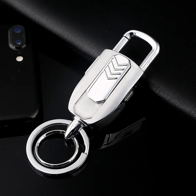 Silver Роскошные автомобильные брелки, прикуриватель, многофункциональный инструмент для женщин и мужчин, брелок для ключей, креативный брелок, держатель, подарок на день отцов - Цвет: Silver