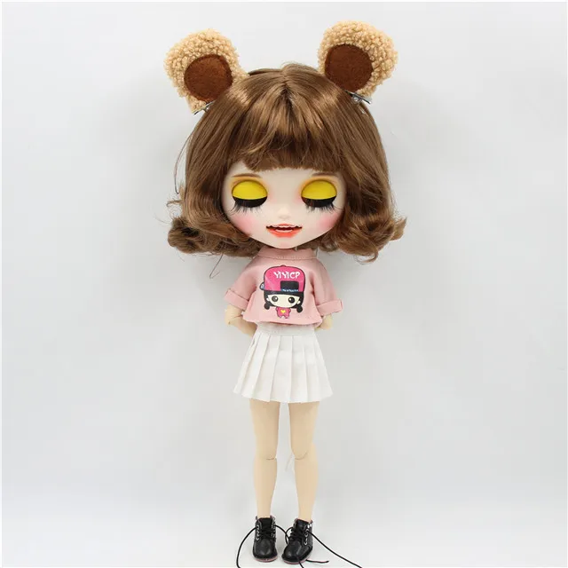 full set Ледяная фабрика blyth кукла 1/6 bjd белая кожа тела короткие каштановые волосы, новое матовое лицо с зубами, 30 см BL9158 - Цвет: full set