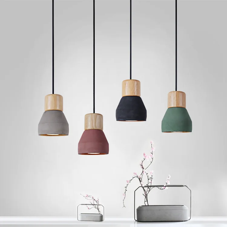 

American Country Style cement Pendant Light 120cm wire E27 / E26 Socket Droplight 4 colors wood indoor Decoration Hanging Lamp