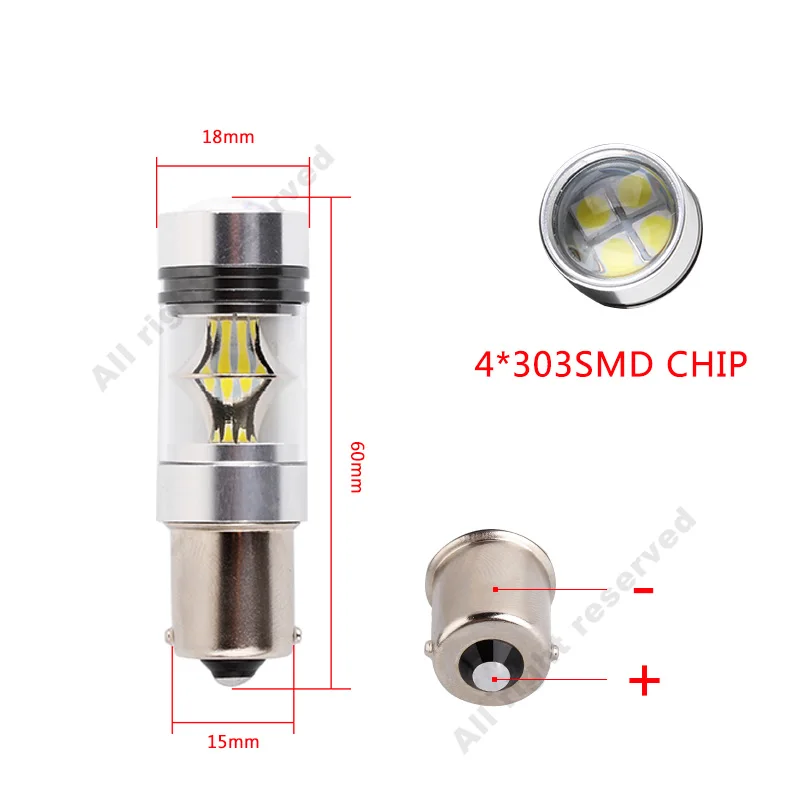 1 Пара 1156 BA15S 20-SMD 3030 чип высокой мощности 100 вт фары супер яркие белые