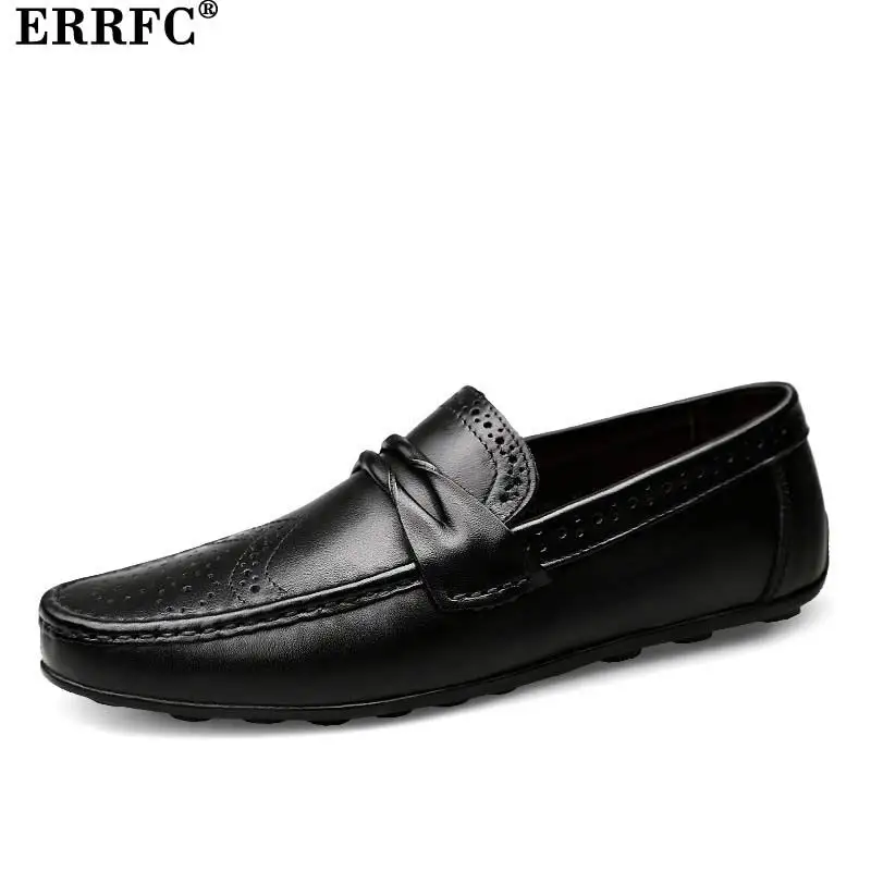 ERRFC/модные мужские черные повседневные лоферы новые коричневые туфли-броги без
