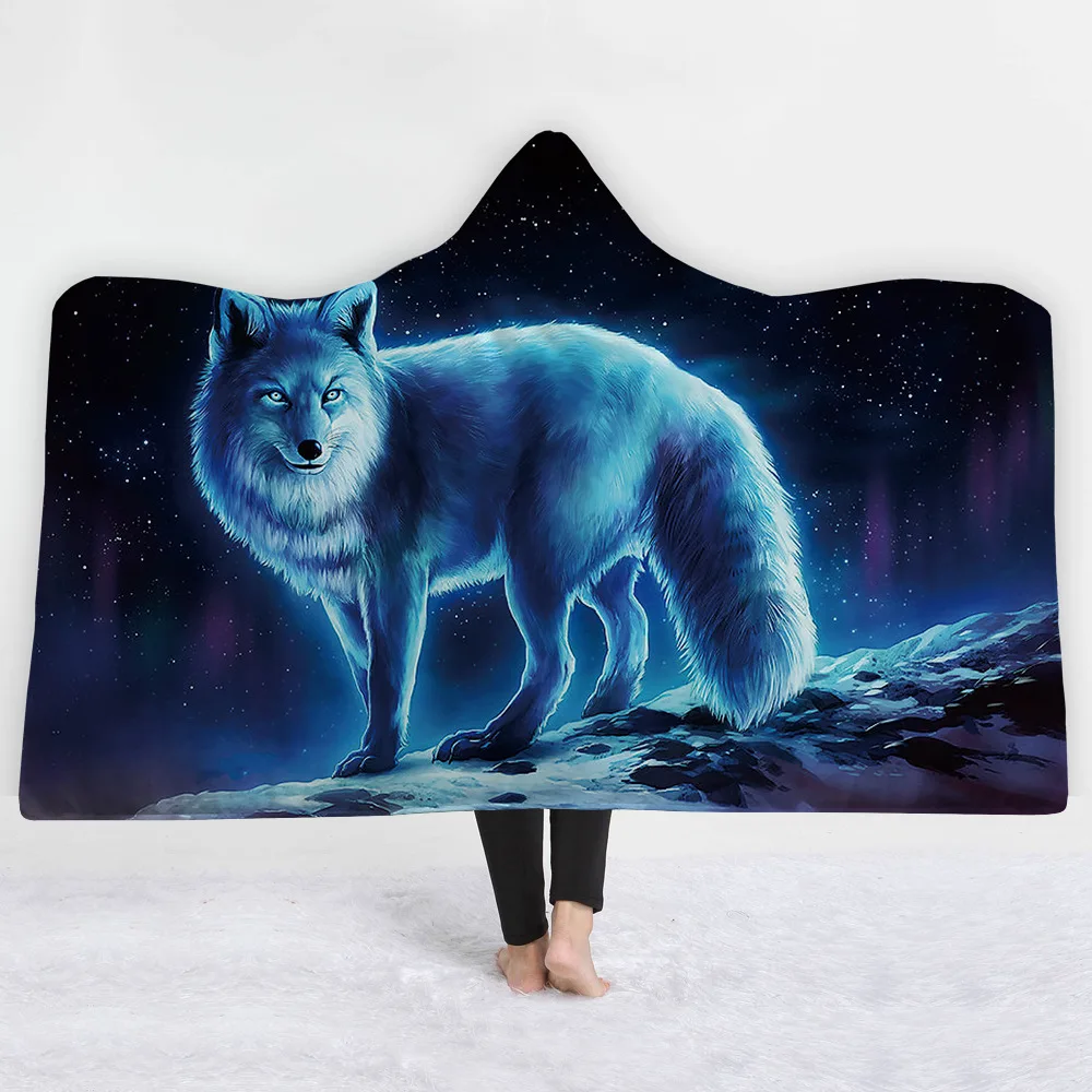 Medusa alienate wolf hooded fleece blanket wind proof wearable kids room fine decoration | Дом и сад