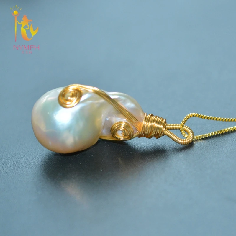NYMPH Большой барокко Жемчуг изящное подвесное ожерелье жемчужные ювелирные