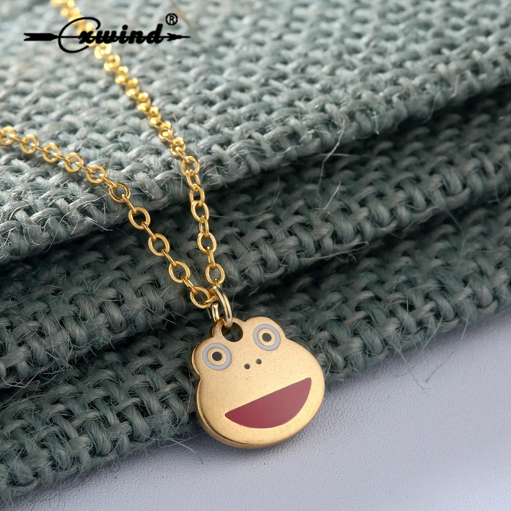 

Cxwind Lucky Frog Toad Animal Pendant Necklace Stainless Steel Sweater Long Chain Necklaces Jewelry for Women Gift collares