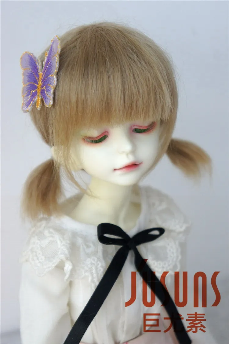 Волосы для куклы JD446 1/4 1/3 из мохера с двумя пони мягкие Размер 7 8 дюймов 9 дюймов|wig