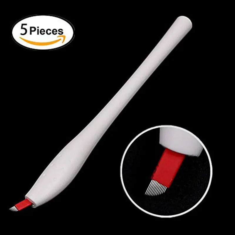 Microblading Pen - Yuelong 5PCS Sterilized Disposable Eyebrow with 12F Needles Manual Tattoo Micro | Красота и здоровье