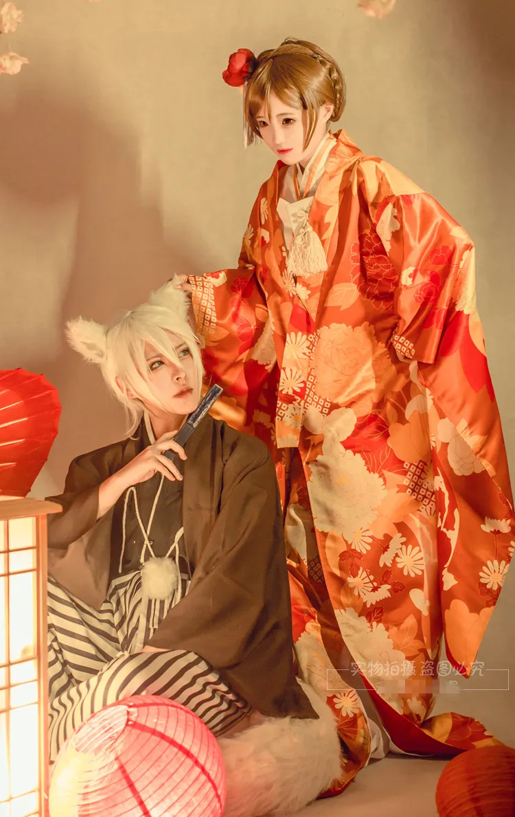 Аниме! Лидер продаж года; платье-кимоно Kamisama Hajimemashita Nanami& Tomoe с цветами для свадьбы Shiromuku; карнавальный костюм;