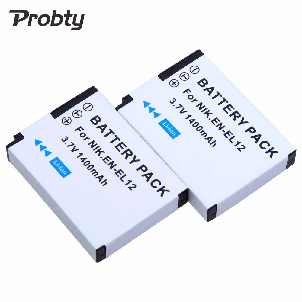 

Аккумуляторная батарея PROBTY 2 шт., EN-EL12 для Nikon P300, P310, P330, S1000, S1100pj, S1200pj, S31, S6000, S610, S6100, S6150, S6200, S6300