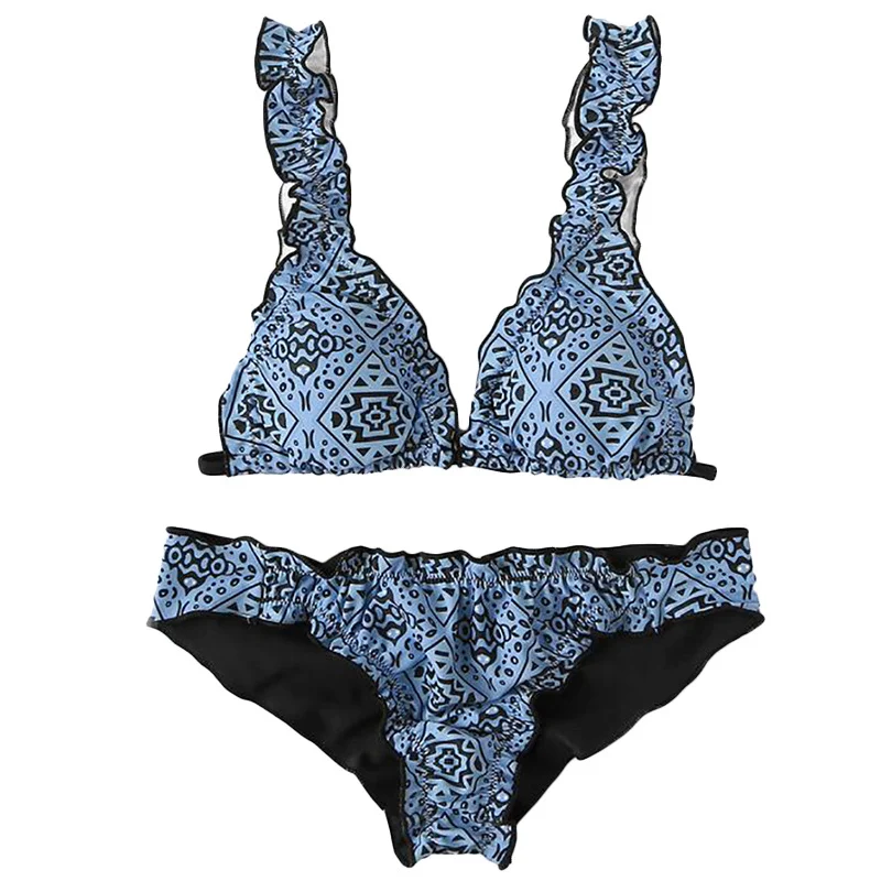 2019 bikini ruffled pleat system with explosion sexy swimsuit new style two piece Sexy | Спорт и развлечения