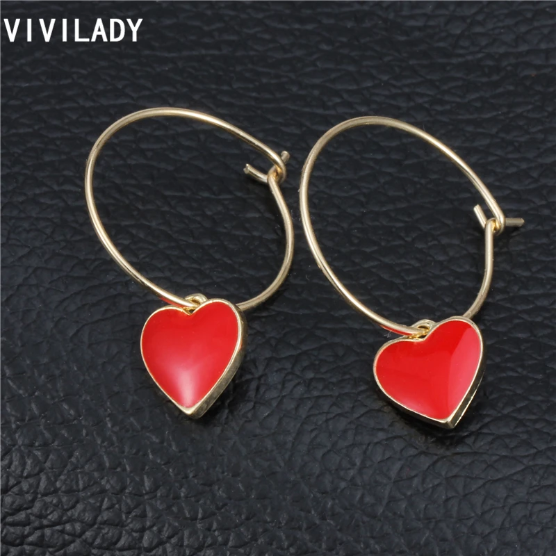 VIVILADY, милые серьги-кольца в форме сердца, золотой цвет, круглый, эмаль, Femme Brincos, летние ювелирные изделия, аксессуары, Pendientes Moda, женский подарок