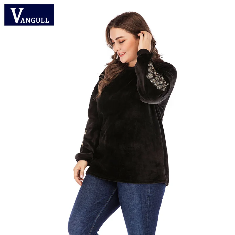 Женская толстовка Vangull размера плюс 4XL демисезонная утепленная велюровая кофта с