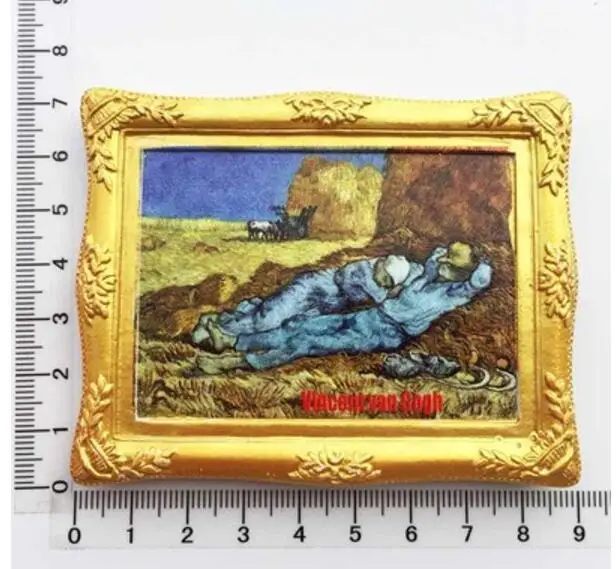 001 Новинка, ручная роспись, голландские картины Ван Гога, 3D магниты на холодильник, туристические сувениры, магнитные наклейки на холодильник, подарок - Цвет: 001
