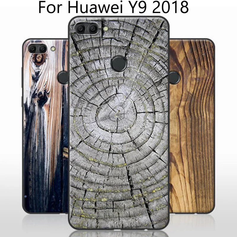 2 шт. чехлы с текстурой древесины для Huawei Y9 2018 мягкий чехол задняя крышка Y 9