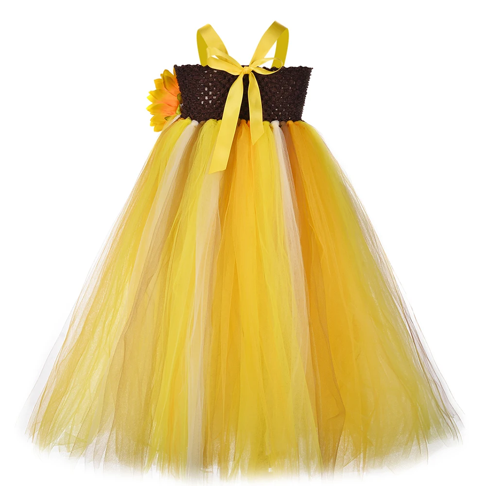 Autumn Sunflower Tutu Dress Pumpkin Scarecrow Kids Halloween Costumes Sun Flower Dresses for Girls Thanksgiving Party | Детская одежда