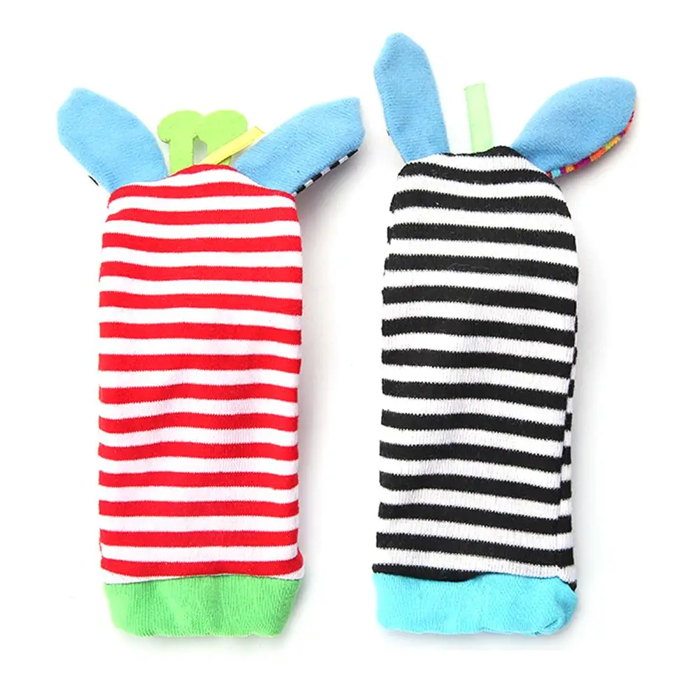 Wrist Strap Rattles Animal Socks Toy New A Pair 2pcs/set Baby Infant Soft Handbells Hand Foot Developmental Toys 0-12Months
