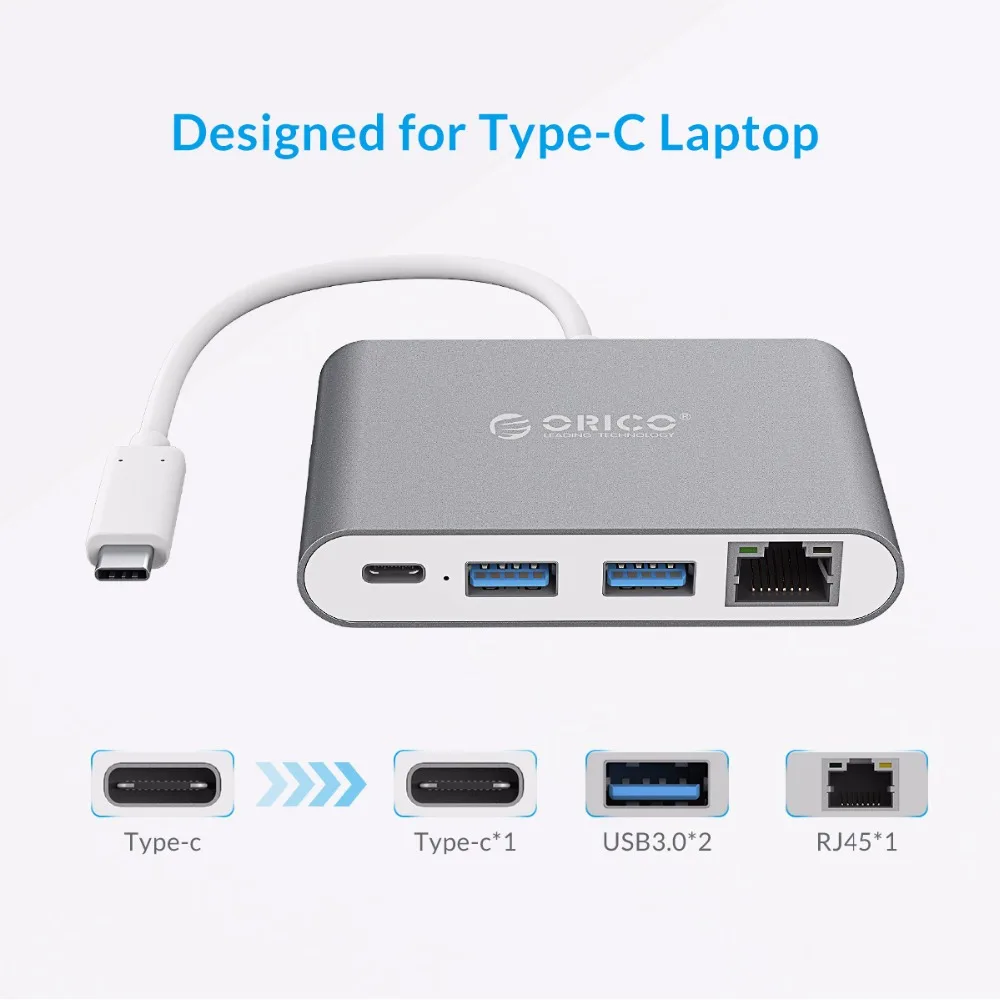 Алюминиевый Концентратор ORICO Type C к A / C/HDMI совместимый конвертер Поддержка PD