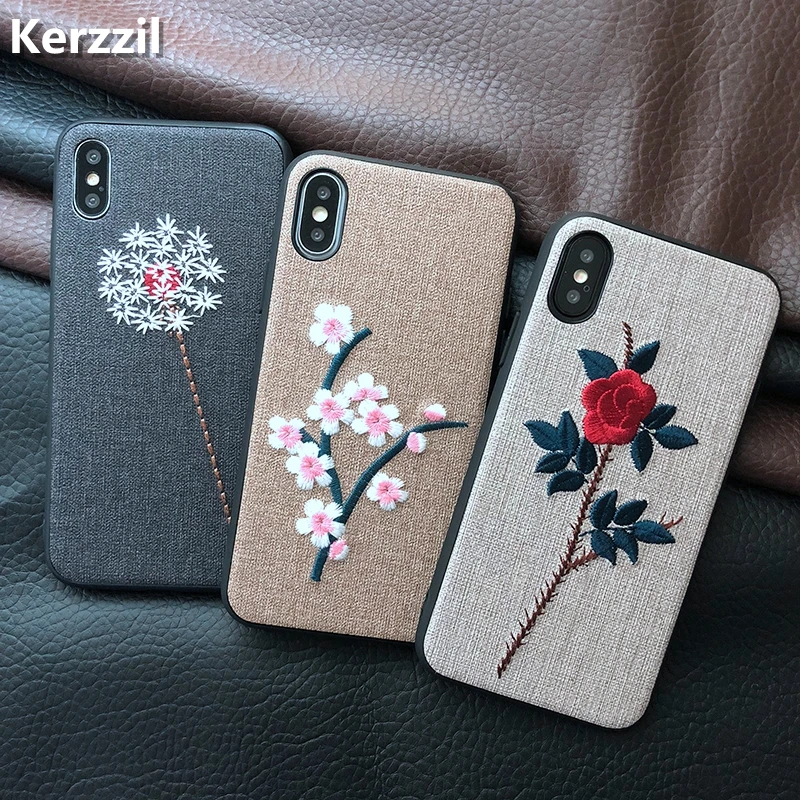 Kerzzil Винтажный чехол для телефона с цветами и листьями iPhone 8 6 6s S Plus вышитый