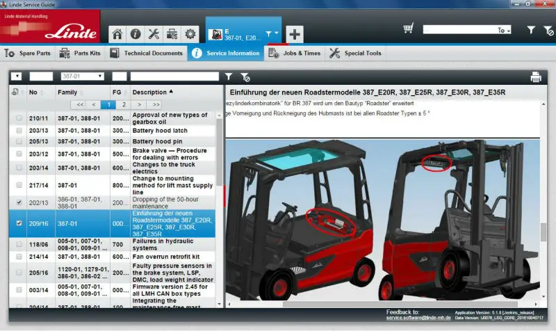 Руководство по обслуживанию Linde 2016 года версии LSG включает в себя каталог деталей