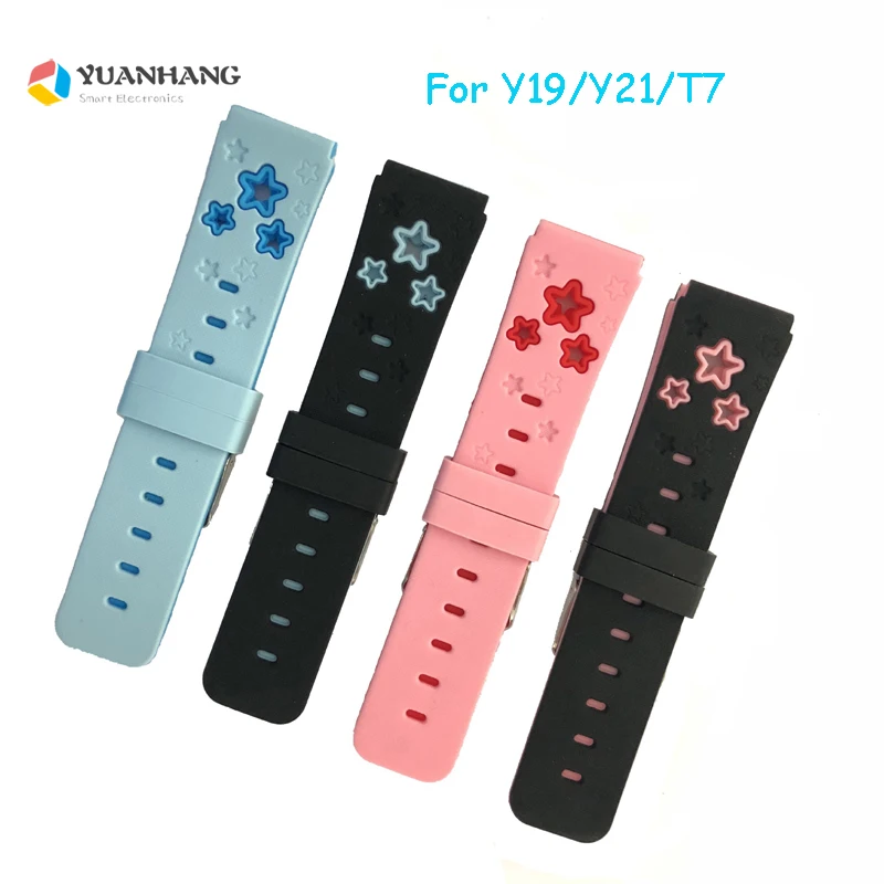 

Replace Smart Watch Strap for Y19 Y21 T7 Double Color 20MM Raw Ear Star Watchband Silicone Wrist Belt with Connection