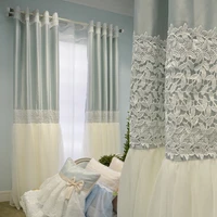 romantic korean style custom made luxury princess curtain high quality embroidery gauze curtains living room cortinas with lace
