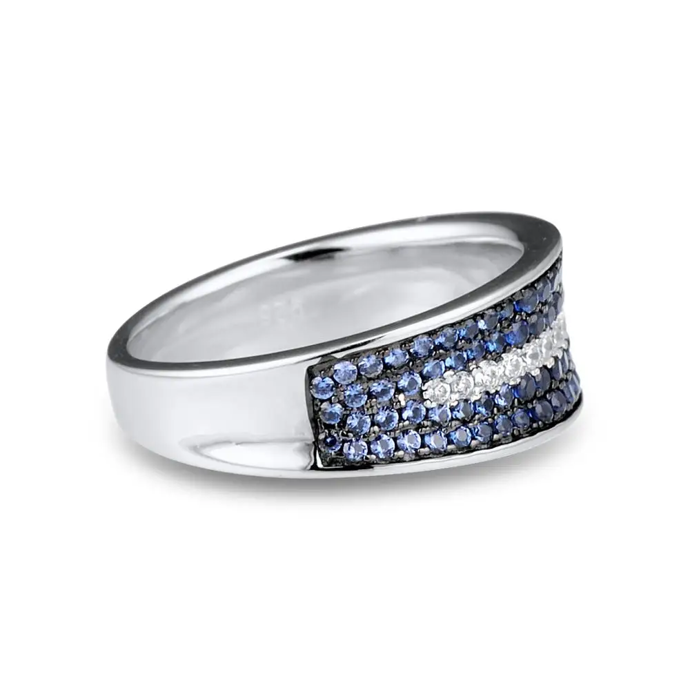 SANTUZZA, серебряное кольцо для женщин, 925 пробы, серебряное, модное, круглое, кольца для женщин, синий, нано кубический цирконий, кольцо, вечерние ювелирные изделия