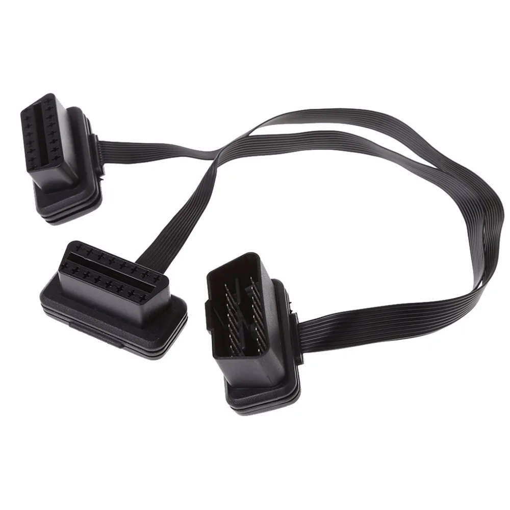 OOTDTY 30 см 16 Pin OBD2 мужчин и женщин сплиттер плоский тонкий Y разъем кабель-удлинитель костюм для OBD II порт